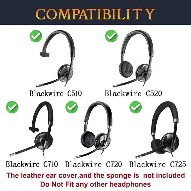 Alt view image 2 of 6 - Replacement Earpads Cover for Plantronics BlackWire C510/C520/C710/C720/C725 Headset, Cushions Ear Pads Cover for Poly BlackWire 510/520/710/720/725 - Coffee