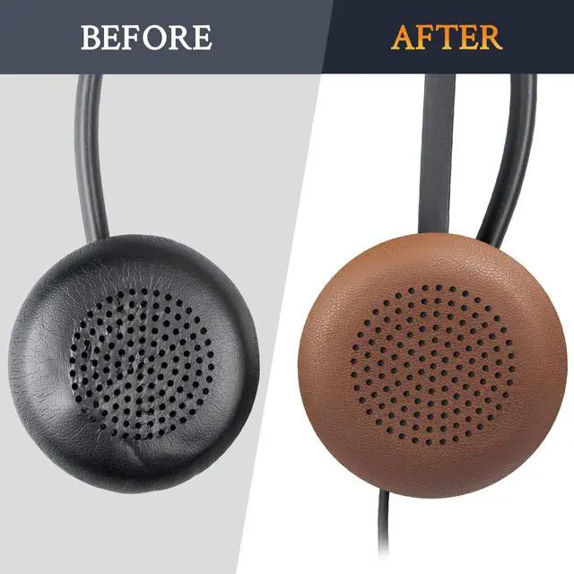 Alt view image 5 of 6 - Replacement Earpads Cover for Plantronics BlackWire C510/C520/C710/C720/C725 Headset, Cushions Ear Pads Cover for Poly BlackWire 510/520/710/720/725 - Coffee