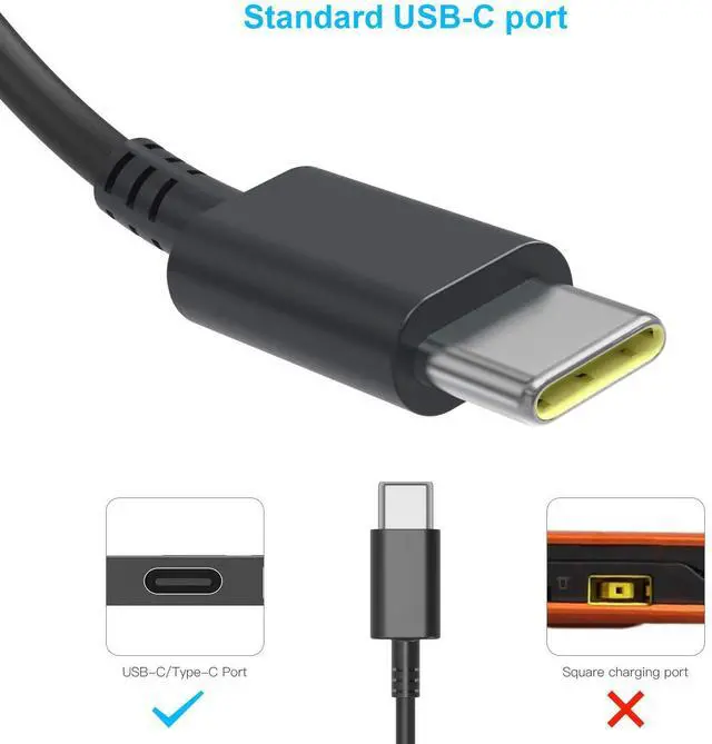 Alt view image 5 of 6 - 65W USB-C Laptop Charger, Chromebook Charger Compatible with Lenovo Chromebook C330 S330 100e 300e 500e Yoga C930 C940 720 ThinkPad T480 T490 T570 T580 with 5.9ft DC USB C Charging Cable