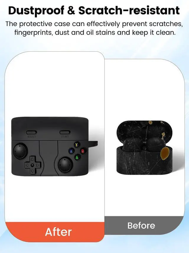 Alt view image 7 of 7 - Case for Sony WF-1000XM6 - Silicone Protective Cover, Full-Body Protection with Scratch Protection, Anti-Shockproof, Includes Cleaning Kit & Lanyard (Black Game Console)