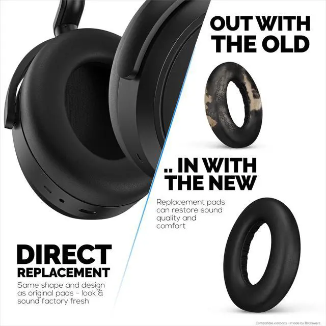 Alt view image 3 of 7 - Replacement Earpads for Sennheiser Momentum 4 (IV) Wireless Headphones, Soft PU Leather Cushions, Extra Comfort, Easy & Quick Installation, by (Black)