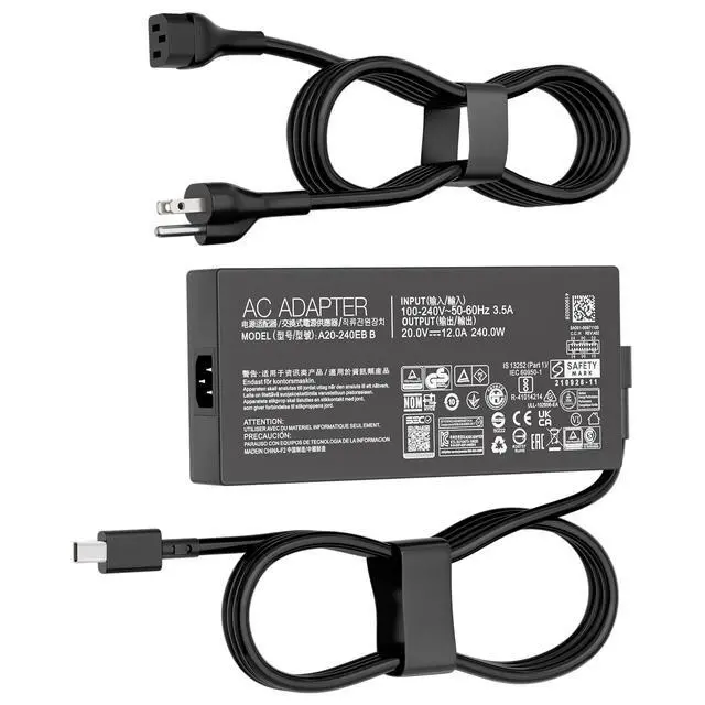 Alt view image 2 of 7 - 240W A20-240p1a Charger Compatible with Asus ROG Zephyrus G16 GU605 Laptop | ROG Zephyrus G14 G16 (2025) GA605 GA403 Flow V16 Z13 Strix TUF A14 A16 A15 FA401 FA608 ProArt P16 ADP-240EB B Adapter Power