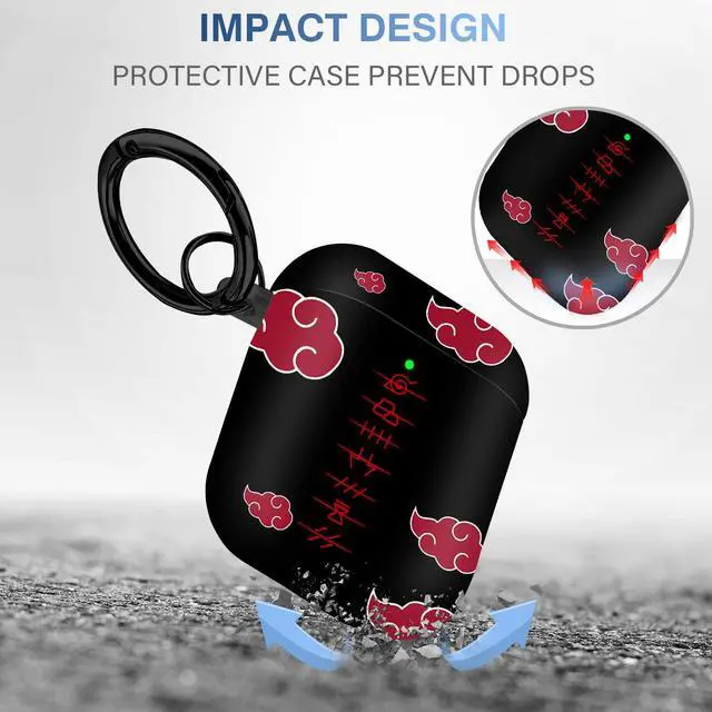 Alt view image 3 of 6 - for Airpods Case, Anime Cartoon Cute Design for Airpods 1st and 2nd Generation Case Cover for Air Pods Men Boys Girls Kids,Kawaii Cases for Apple for Airpods 1/2,Anime Red Cloud Lanyard