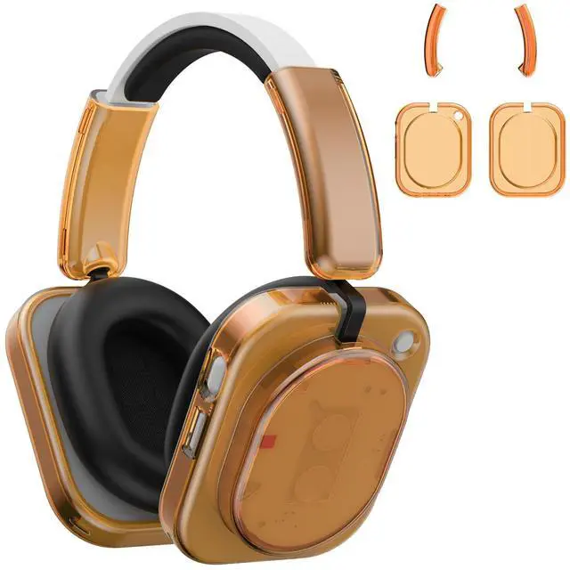 Main image of for Nothing Headphone (1) Shell Cover Protector, TPU Ear Cup Cover and PC Headband Compatible with Nothing Headphone (1),Anti-Scratch Ear Cap Headband Protective Accessories (Clear Orange)