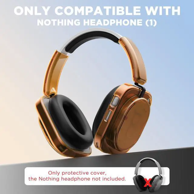 Alt view image 2 of 6 - for Nothing Headphone (1) Shell Cover Protector, TPU Ear Cup Cover and PC Headband Compatible with Nothing Headphone (1),Anti-Scratch Ear Cap Headband Protective Accessories (Clear Orange)