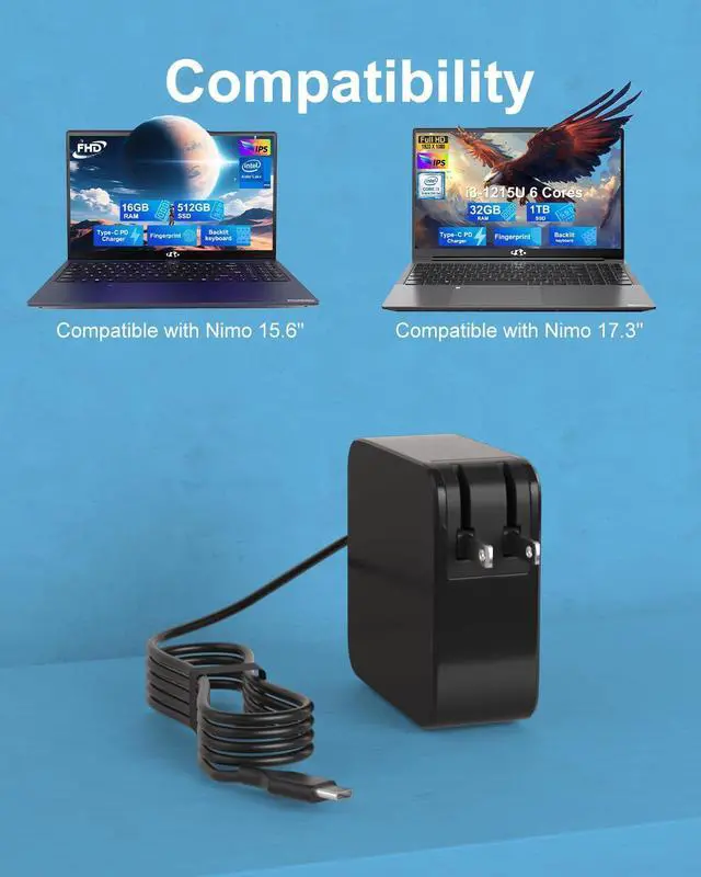 Alt view image 4 of 7 - 65W USB C Charger Compatiable with ASUS Nimo Laptop