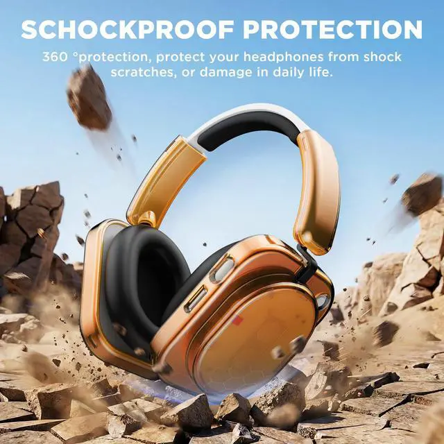 Alt view image 4 of 6 - for Nothing Headphone (1) Shell Cover Protector, TPU Ear Cup Cover and PC Headband Compatible with Nothing Headphone (1),Anti-Scratch Ear Cap Headband Protective Accessories (Clear Orange)
