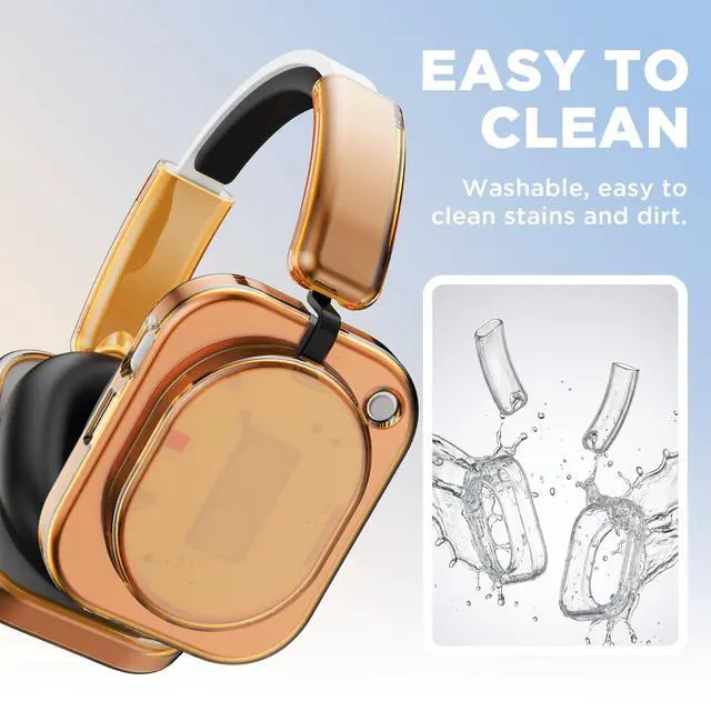 Alt view image 6 of 6 - for Nothing Headphone (1) Shell Cover Protector, TPU Ear Cup Cover and PC Headband Compatible with Nothing Headphone (1),Anti-Scratch Ear Cap Headband Protective Accessories (Clear Orange)