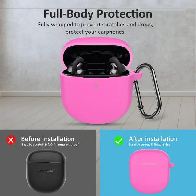 Alt view image 4 of 7 - Pink Case for New Bose QuietComfort Earbuds 2 2022, Silicone Cover Protective Skin Glow in Dark Funda