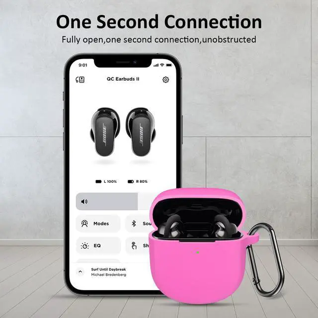 Alt view image 6 of 7 - Pink Case for New Bose QuietComfort Earbuds 2 2022, Silicone Cover Protective Skin Glow in Dark Funda