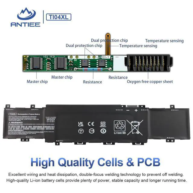 Alt view image 3 of 7 - TI04XL Laptop Battery Replacement for HP Envy 17-CH Series 55.67Wh | 17-CH0027UR 17-CH0026UR 17M-CH0013DX Series TIO4XL TI04055XL M24563-005 M24420-1C1 M24420-1D1 HSTNN-IB9T 15.12V