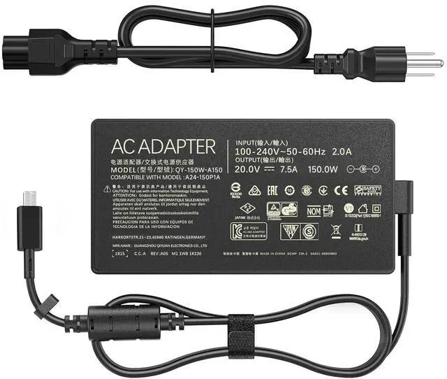 Main image of 150W Laptop Charger Compatible with ASUS V16 Gaming Laptop V3607VU-DS76 V3607VJ-DS76 V3607VM-ES74, 20V 7.5A Rectangle Conn AC Power Supply Adapter Cord