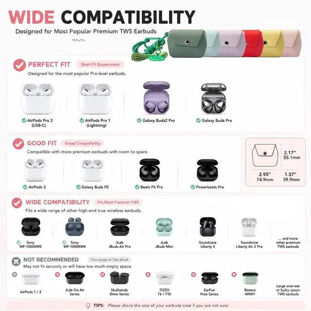 Alt view image 3 of 6 - Bubble Pod Wireless Earbuds Case, Shockproof Waterproof EVA Case with Strap & Smiley Charm for Girls,Teens,GiftLight Yellow