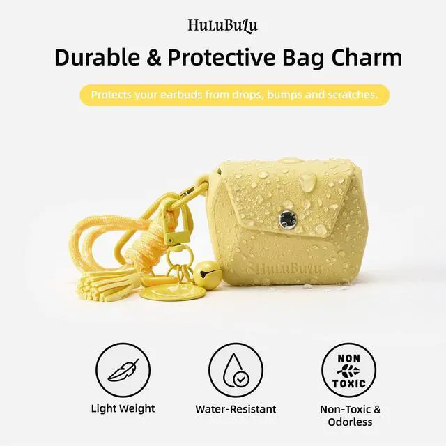 Alt view image 2 of 6 - Bubble Pod Wireless Earbuds Case, Shockproof Waterproof EVA Case with Strap & Smiley Charm for Girls,Teens,GiftLight Yellow