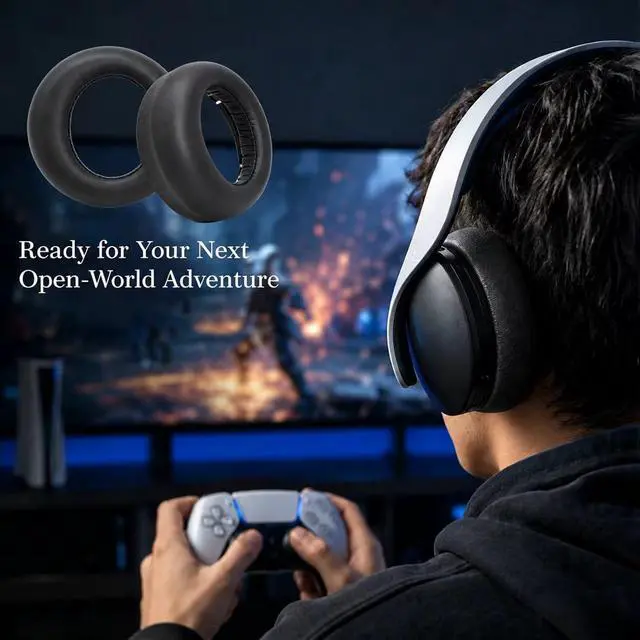 Alt view image 3 of 7 - Replacement Earpads for PlayStation 5 Pulse 3D Wireless Headset, Ear Pads Compatible with Sony PS5 Pulse 3D Gaming Headset (Black)