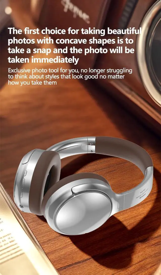 Alt view image 2 of 4 - Metal Bluetooth 5.3 Headphones Over-Ear, High Res Audio Foldable Lightweight Wireless Headphones with Microphone, Comfortable Protein Ear Pads, 15H Playtime for Home Office Mobile PC and more (brown)