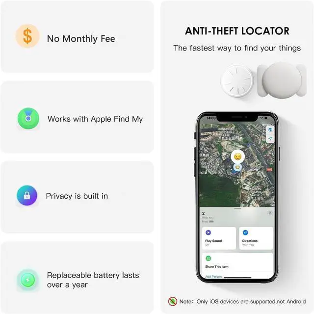 Alt view image 2 of 6 - Tracker Device for Vehicles,GPS Car Tracker Works with Apple Find My(iOS Only),Anti-Lost Car Locator,Mini Hidden Car Tracker with Magnetic Case (White,1PCS)