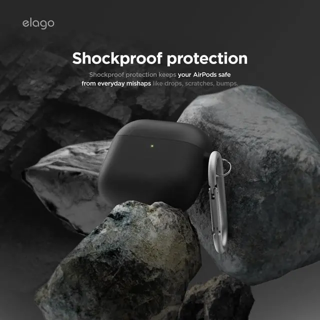 Alt view image 4 of 6 - Liquid Hybrid Case for AirPods 4 | Triple Layer Protection, Keychain Included, Wireless Charging, Shock Resistant (Black)