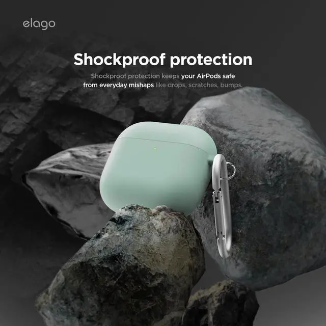 Alt view image 3 of 6 - Liquid Hybrid Case for AirPods 4 | Triple Layer Protection, Keychain Included, Wireless Charging, Shock Resistant (Mint)