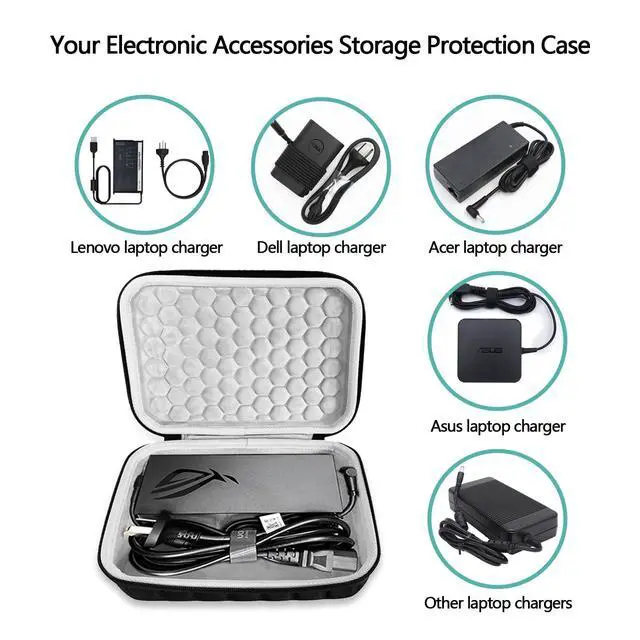 Alt view image 3 of 7 - Hard Travel Gaming Laptop Charger Case Fit for ASUS ROG 150W/180W/200W/240W/280W/330W AC Adapter Cord Computer Accessories Case, ASUS Laptop Charger Carrying Travel Bag(Not Included Charger)