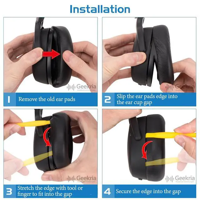 Alt view image 5 of 6 - Comfort Mesh Fabric Ear Pads Compatible with Skullcandy Crusher ANC 2 Headphones, Ear Cushions with Video Guide (Black)