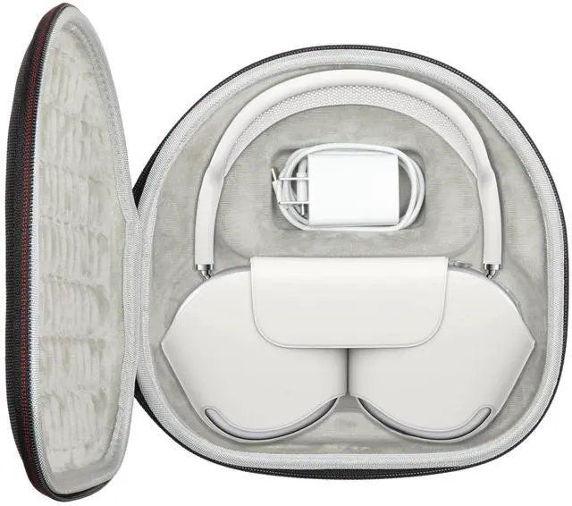 Main image of All-in-one Hard Travel Case for Apple AirPods Max Wireless Over-Ear Headphones, Compatible with Original Apple Smart Case Charge Cables,Slim Organizer Hard Shell Bag with Sleep Mode (Black)