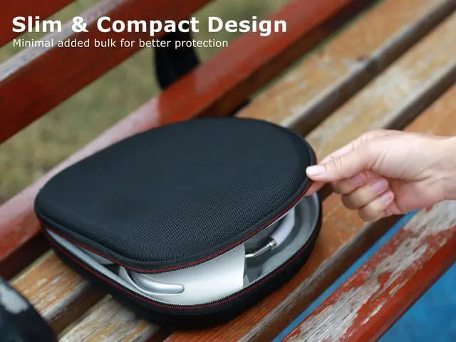 Alt view image 4 of 6 - All-in-one Hard Travel Case for Apple AirPods Max Wireless Over-Ear Headphones, Compatible with Original Apple Smart Case Charge Cables,Slim Organizer Hard Shell Bag with Sleep Mode (Black)