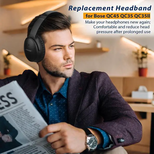Alt view image 3 of 7 - Headband Cushion Cover for Bose QuietComfort 45 (QC45) QC35 QC35 II Headphones with Protein Leather& Memory Foam (Cypress Green)