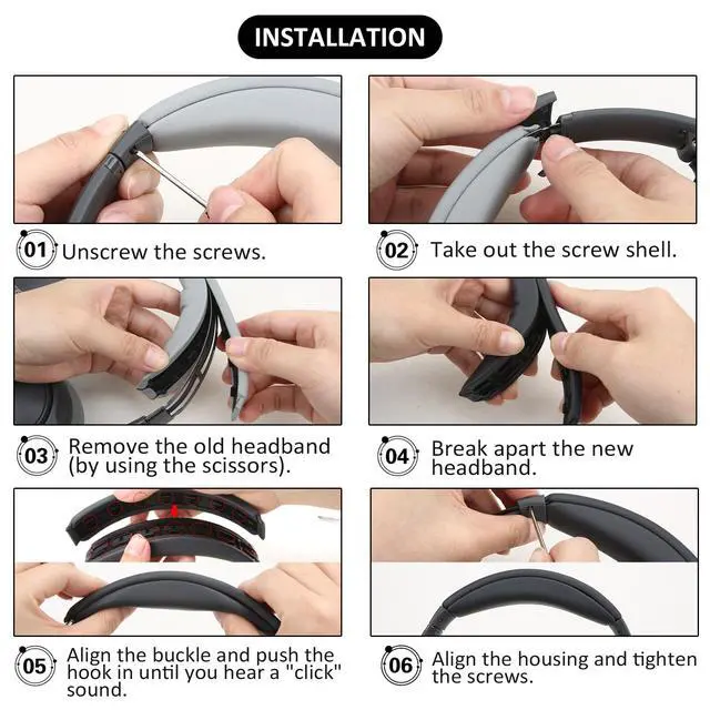 Alt view image 2 of 7 - Replacement Headband Pad for Bose QuietComfort 45 (QC45) QC35 QC35 II Headphones (White)