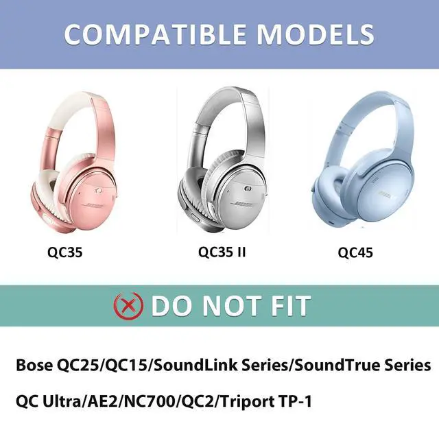 Alt view image 4 of 7 - Headband Cushion Cover for Bose QuietComfort 45 (QC45) QC35 QC35 II Headphones with Protein Leather& Memory Foam (Cypress Green)