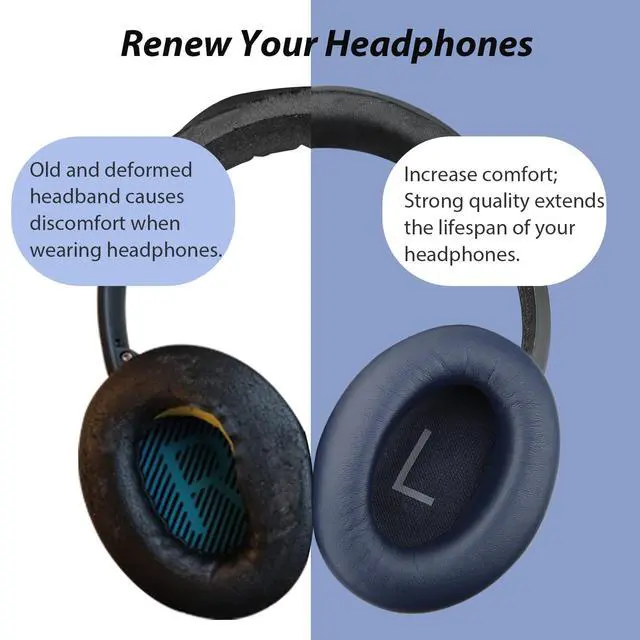 Alt view image 5 of 7 - Headband Cushion Cover for Bose QuietComfort 45 (QC45) QC35 QC35 II Headphones with Protein Leather& Memory Foam (Cypress Green)