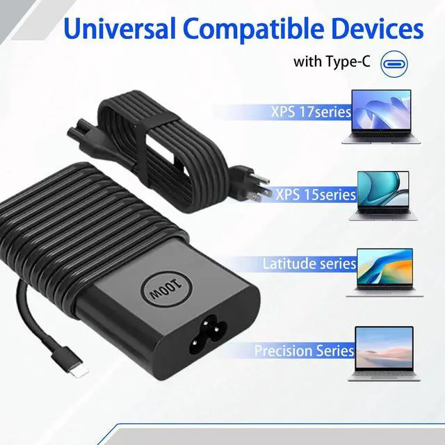 Alt view image 6 of 7 - 100W USB C Charger Replacement for Dell Latitude 5540 5440 7440 5340 7340 7640 9440 2-in-1, Precision 5480 3580 3480 3581 5680,14 16 5000 7000 5430 7430 7440 5630 Laptop Power Cord