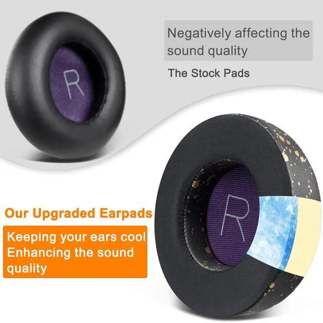 Alt view image 4 of 5 - Cooling Gel Replacement Ear Pads Cushions for Plantronics BackBeat Pro Wireless Noise Canceling Headphones, Earpads with Ice Silk Fabric, High-Density Noise Isolation Foam - Black Gold