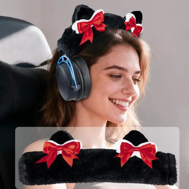 Alt view image 3 of 5 - Headband Cover Protector for HyperX Cloud 1/2/2 Core/3/3S/Alpha/Alpha S/Core/CloudX Gaming Headsets, Decorative Headstrap Part - Black