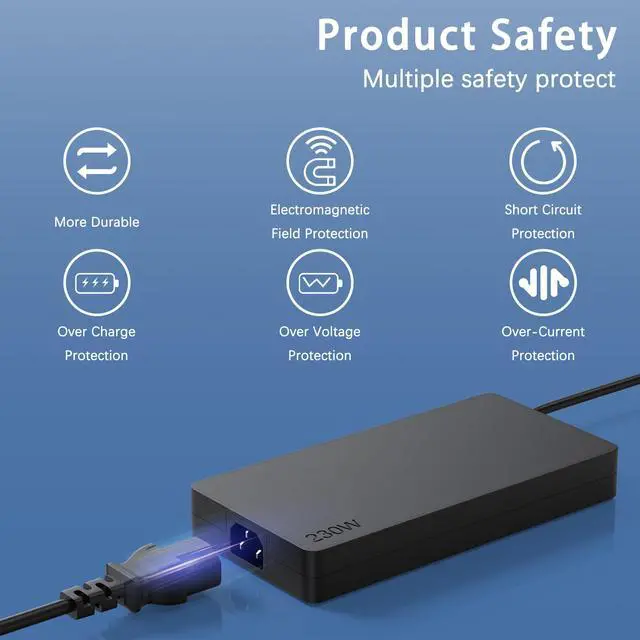 Alt view image 4 of 7 - 230W Charger AC Adapter ADL230SCC3A SA10R16890 Compatible with Lenovo Legion Charger, Legion 5-15 5i-15 5P-15 5Pro-16 Thinkpad P51 P52 P53 P51 P50 P70 Ideapad Y740 Y900 Y910 Laptop Power