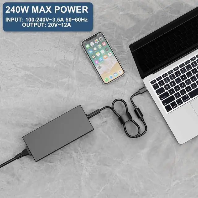 Alt view image 5 of 6 - 240W USB Tip AC Charger for MSI Stealth 17 A16 16 14 AI Studio GP66 GP76 Leopard GE76 GE66 Raider WE76 Workstation CreatorPro Z17 Z16P Z16 X17 Laptop Power Supply Adapter