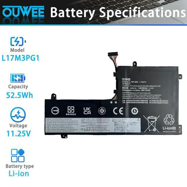 Alt view image 2 of 5 - L17M3PG1 Laptop Battery Compatible with Lenovo Legion Y530-15ICH Y7000 2019 1050 Y7000-2019-PG0 Y540-15IRH-PG0 Y7000P Series Notebook L17L3PG1 L17M3PG3 L17C3PG1 11.25V 52.5Wh