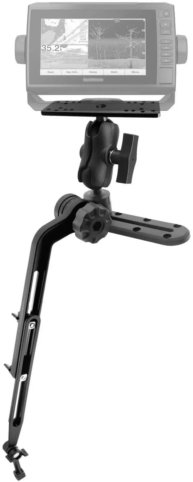 Main image of 1.5" Ball Kayak Fish Finder Mount with Transducer Mounting Arm, Marine Electronic Mount Plate with Low Profile Track, Compatible with RAM Mounts, Scotty, Lowrance, Garmin