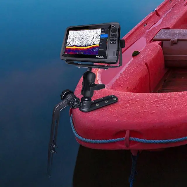 Alt view image 2 of 6 - 1.5" Ball Kayak Fish Finder Mount with Transducer Mounting Arm, Marine Electronic Mount Plate with Low Profile Track, Compatible with RAM Mounts, Scotty, Lowrance, Garmin