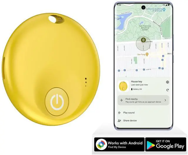 Main image of 2025Upgraded Air Tracker for Android Phone,Anriod Tag for Google Find My Device APP (Find Hub), Finder for Suitcase,Backpack,Purse,Keys, Luggage,Replaceable BatteryNOT for iOS (Yellow)