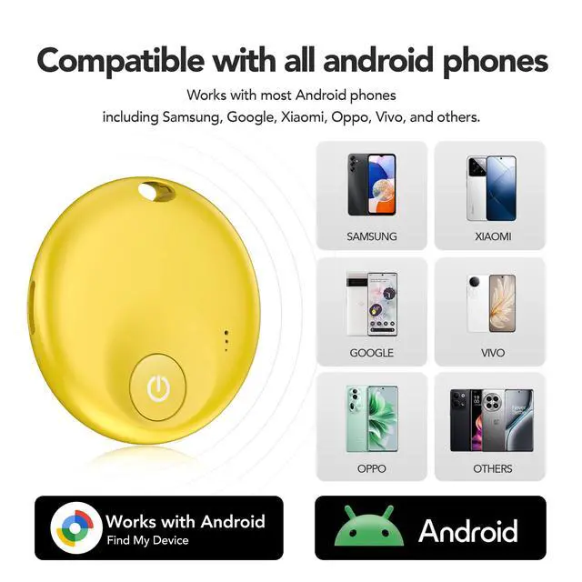 Alt view image 2 of 6 - 2025Upgraded Air Tracker for Android Phone,Anriod Tag for Google Find My Device APP (Find Hub), Finder for Suitcase,Backpack,Purse,Keys, Luggage,Replaceable BatteryNOT for iOS (Yellow)