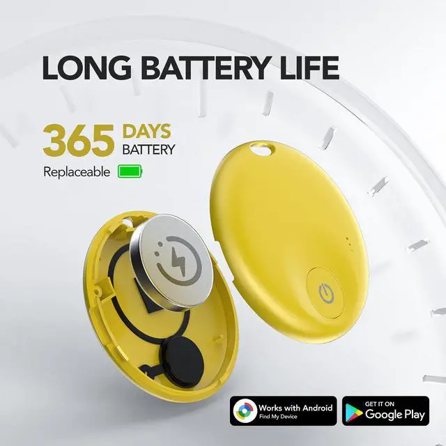 Alt view image 5 of 6 - 2025Upgraded Air Tracker for Android Phone,Anriod Tag for Google Find My Device APP (Find Hub), Finder for Suitcase,Backpack,Purse,Keys, Luggage,Replaceable BatteryNOT for iOS (Yellow)