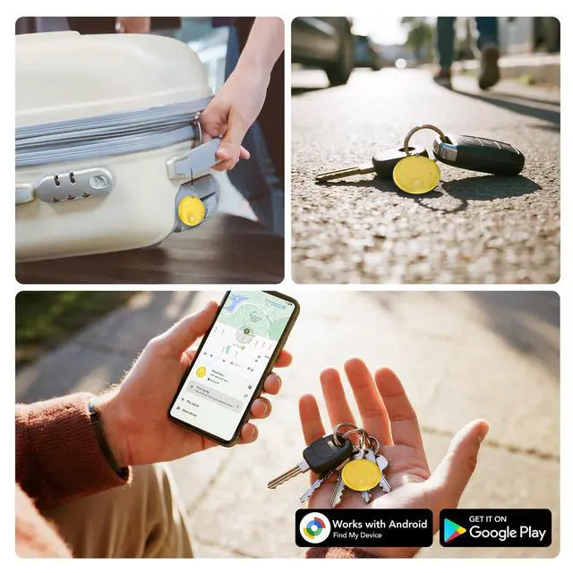Alt view image 6 of 6 - 2025Upgraded Air Tracker for Android Phone,Anriod Tag for Google Find My Device APP (Find Hub), Finder for Suitcase,Backpack,Purse,Keys, Luggage,Replaceable BatteryNOT for iOS (Yellow)