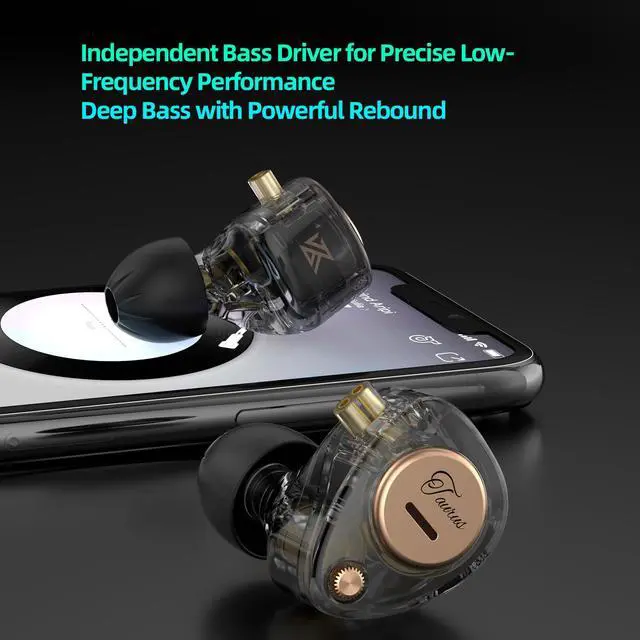 Alt view image 5 of 6 - KZ Taurus iems for Gaming with mic,Clear Black | Dual 8mm Dynamic Drivers for Powerful Bass, Comfortable Fit iems for Gaming, 2-Pin Gold-Plated Wired Earbuds for Singers