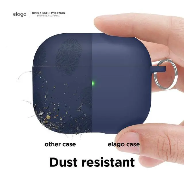 Alt view image 4 of 6 - Liquid Hybrid Case for AirPods 3 | Triple Layer Protection, Keychain Included, Wireless Charging, Shock Resistant (Jean Indigo)