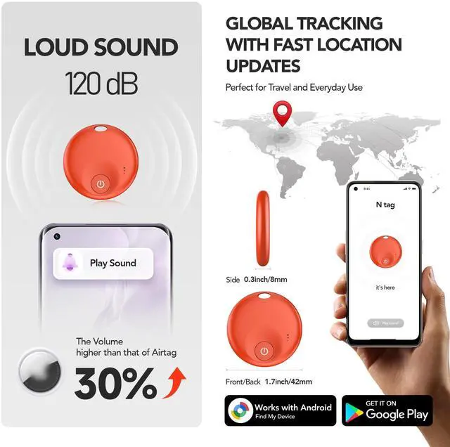 Alt view image 3 of 6 - 2025Upgraded Air Tracker for Android Phone,Anriod Tag for Google Find My Device APP (Find Hub), Finder for Suitcase,Backpack,Purse,Keys, Luggage,Replaceable BatteryNOT for iOS (Red)