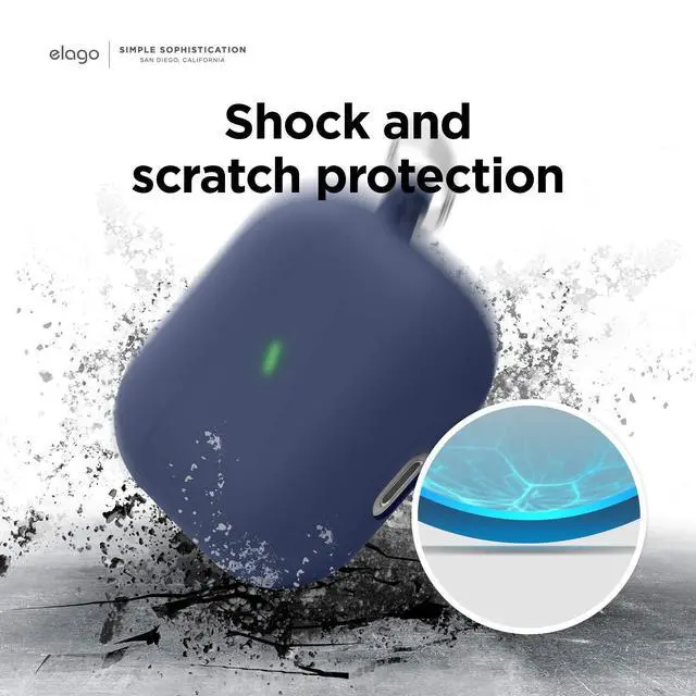 Alt view image 6 of 6 - Liquid Hybrid Case for AirPods 3 | Triple Layer Protection, Keychain Included, Wireless Charging, Shock Resistant (Jean Indigo)