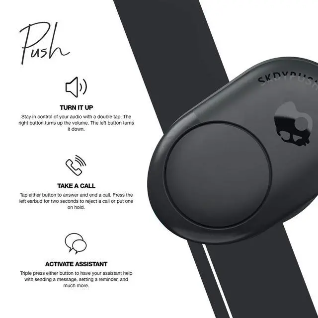 Alt view image 3 of 6 - Push True Wireless in-Ear Earbud - Dark Grey