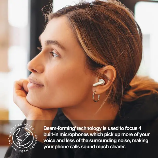 Alt view image 5 of 6 - StreamBuds Custom 3 True Wireless Earbuds with Charging Case 24hr Playtime, Quick Charge, App Control, Clear Voice Quad Mic, Noise Isolation Bluetooth 5.3, Zinc Alloy Case - Champagne