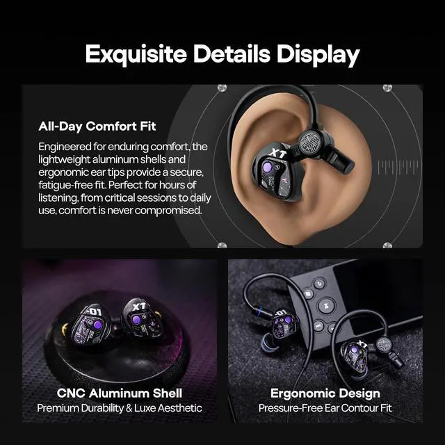 Alt view image 5 of 7 - TANGZU Xue Tao Gaming IEMs, HiFi Wired Earbuds with Detachable Mic,10mm Glass Diaphragm Driver in Ear Monitor,with 2Pin Detachable OFC Cable for Audiophile Gamers (3.5mm MIC)